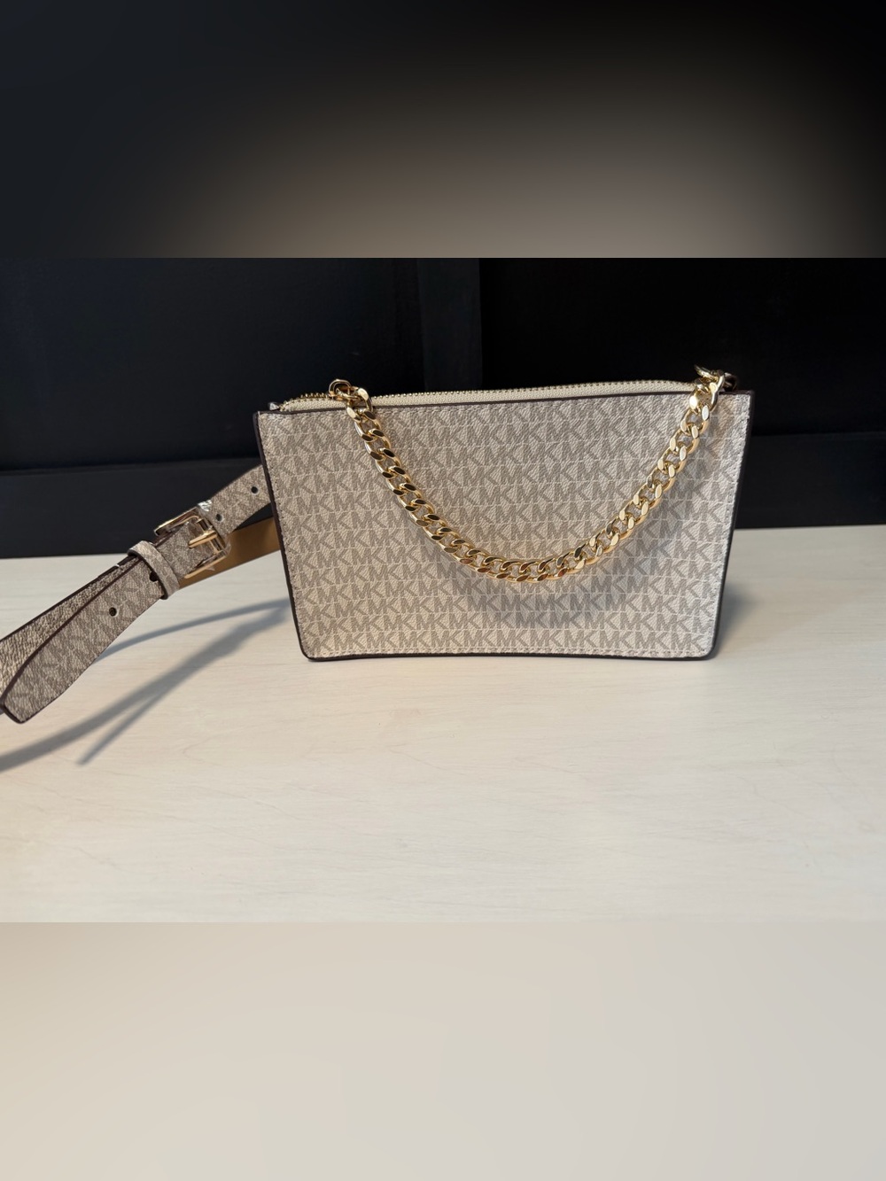 Michael Kors White with Gold Hardware Waist Belt Bag